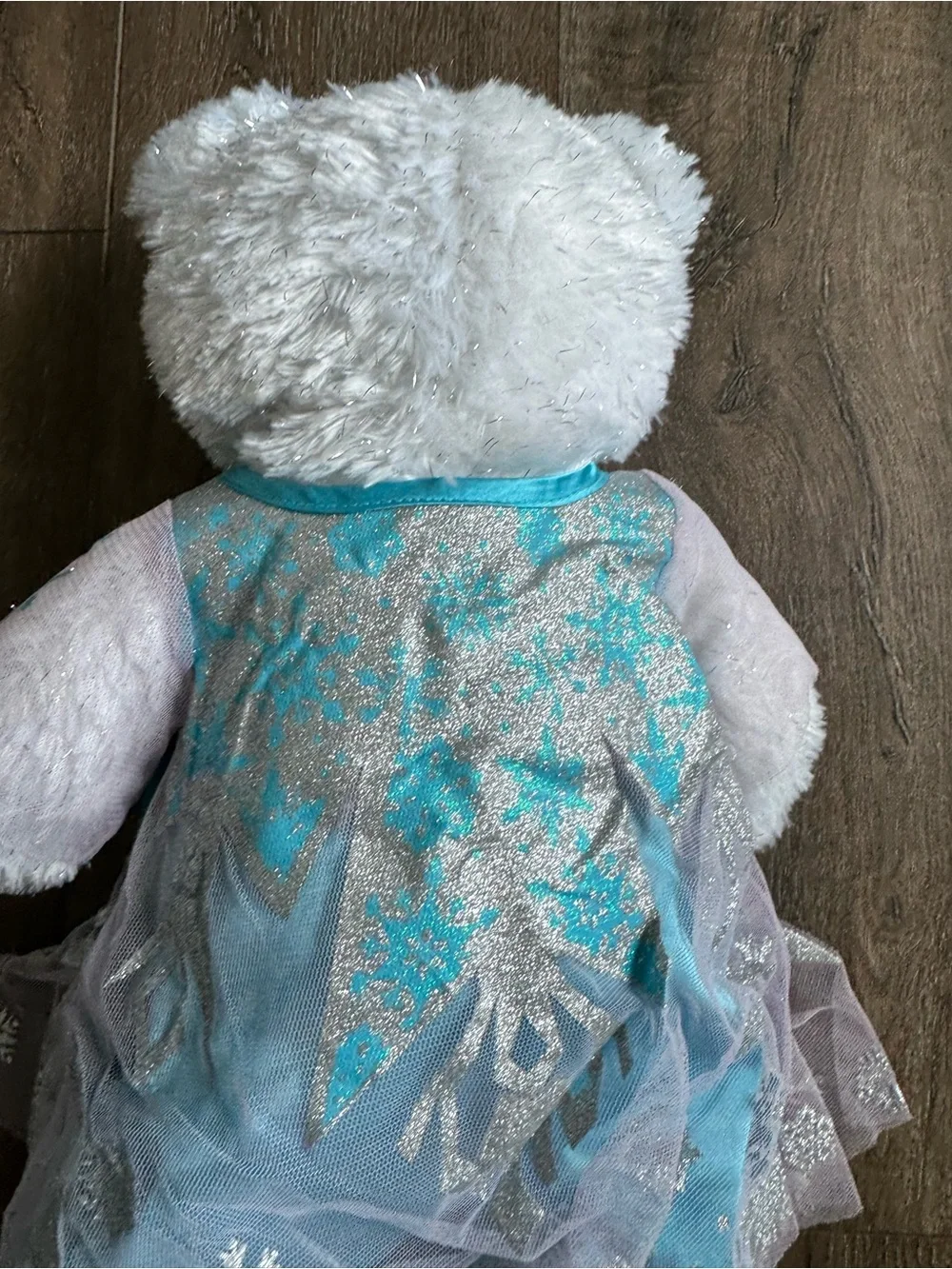 Build A Bear Elsa Plush White Bear in Turquoise Sequin Dress and Shoes
